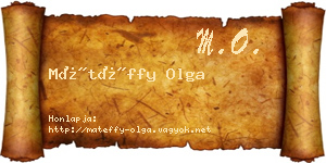 Mátéffy Olga névjegykártya